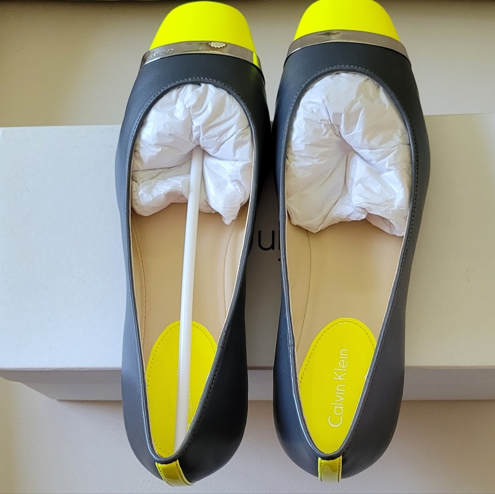Calvin Klein Black and Yellow Loafers